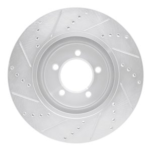 Lincoln Aviator Brake Rotor (1) - Front Right - R1 Concepts - Drilled & Slotted - Silver - `03-`05